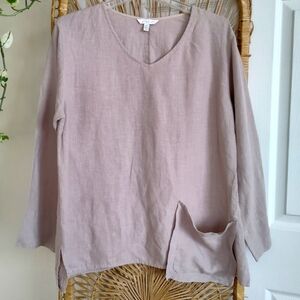 Kleen Linen Lagenlook Tunic Top with  Big Patch Pocket Size LARGE